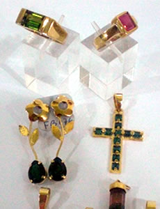 Peças montadas em ouro 18 k de Turmalina